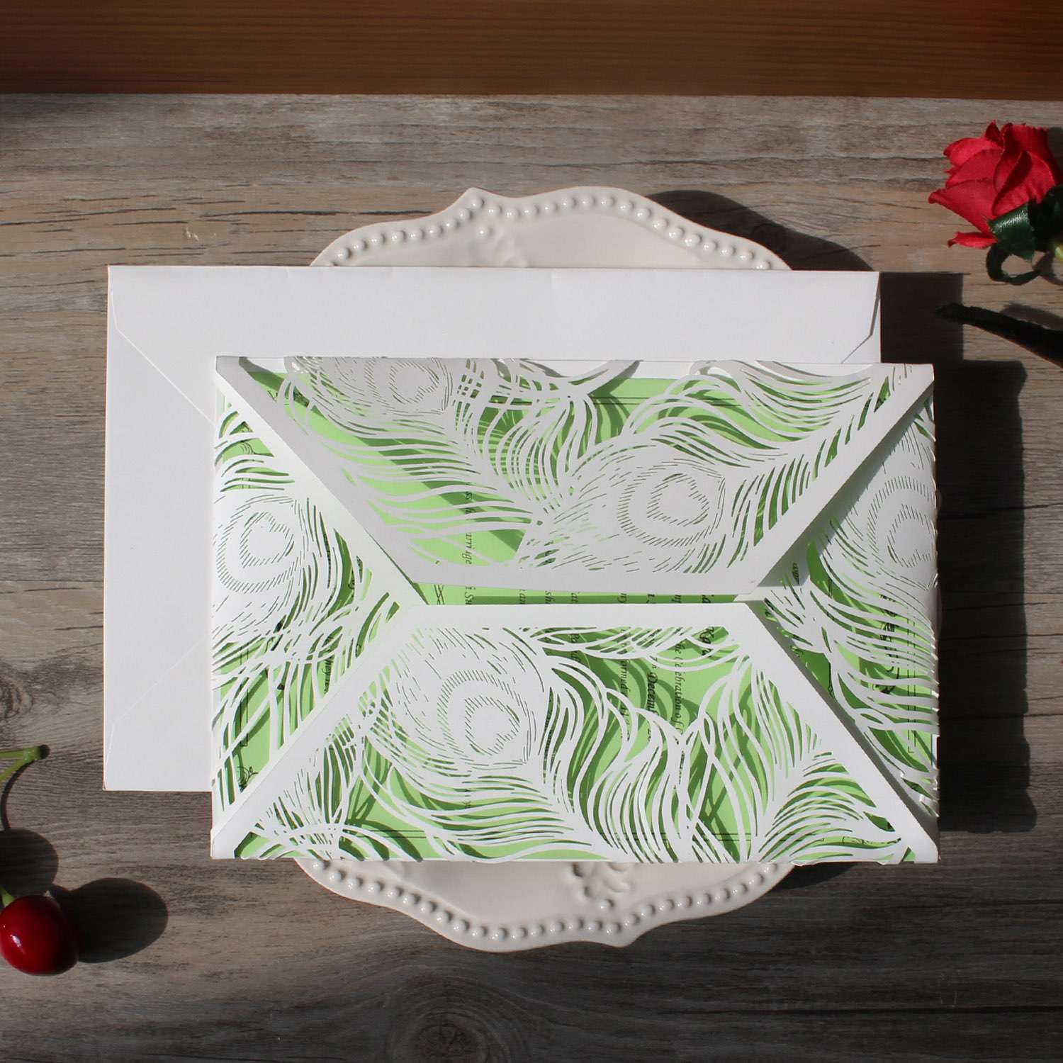 Peacock Laser Cut Stationary Wedding Invitation Ideas